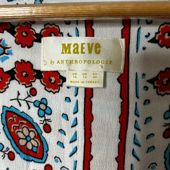 Anthropologie Maeve Praslin Floral Buttondown Dress Women’s 10 Bohemian Pockets - Picture 6 of 11